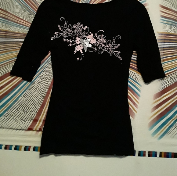 Roxy Paradise Womens Medium Black & White Print Teeshirt - Picture 7 of 14